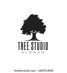 tree studio logo with the concept of being environmentally friendly, natural, simple and eye catching