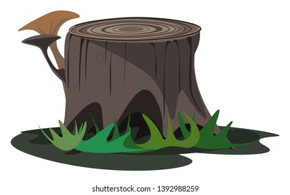A tree stump of a big tree vector color drawing or illustration