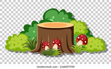 Tree stump with bush illustration