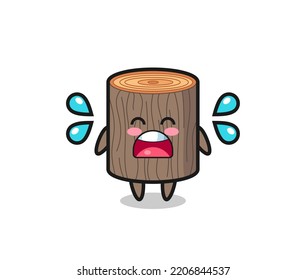 tree stump cartoon illustration with crying gesture , cute design