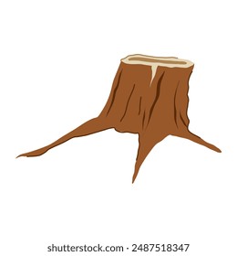 tree stump cartoon. nature trunk, growth wooden, stump texture tree stump sign. isolated symbol vector illustration