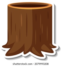Tree stump cartoon sticker isolated illustration