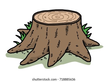tree stump / cartoon vector and illustration, hand drawn style, isolated on white background.