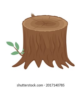 tree stump, color isolated vector illustration in cartoon style