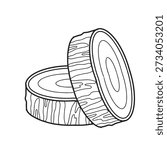 Tree Stump Cross Section Line Art Illustration