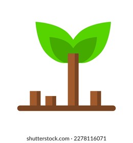 Tree stump deforestation cutting tree forest flat vector design.
