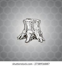tree stump drawing artwork handmade illustration