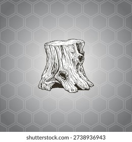 tree stump drawing artwork handmade illustration