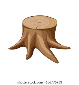 Tree stump, felled tree. Vector illustration.