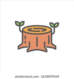 tree stump filled outline icon. tree color line illustration.