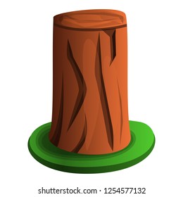 Tree stump with grass icon. Cartoon of tree stump with grass vector icon for web design isolated on white background