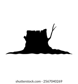 Tree stump icon. Black silhouette. Front side view. Vector simple flat graphic illustration. Isolated object on white background. Isolate.