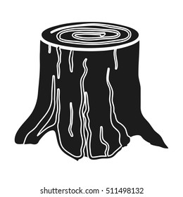 Tree stump icon in black style isolated on white background. Sawmill and timber symbol stock vector illustration.