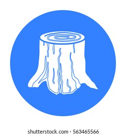 Tree stump icon in black style isolated on white background. Sawmill and timber symbol stock vector illustration.