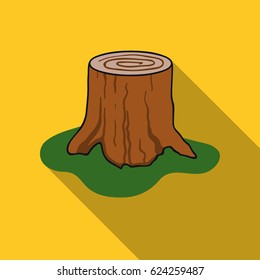 Tree stump icon in flat style isolated on white background. Sawmill and timber symbol stock vector illustration.