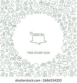 Icono de tocón de árbol, estilo de línea con fondo de icono de mosaico, ideal para el Web y el uso de fondo.