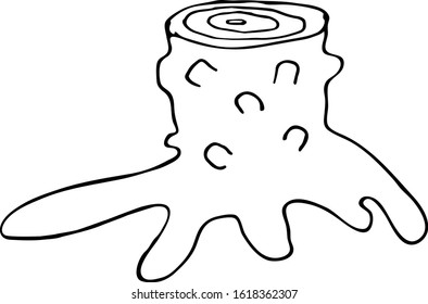 Tree stump icon. Minimalism. Black and white graphics.
