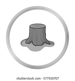 Tree stump icon in monochrome style isolated on white background. Sawmill and timber symbol stock vector illustration.