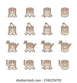 tree stump icon set/Flat icon set design, Out line vector icon set for design.