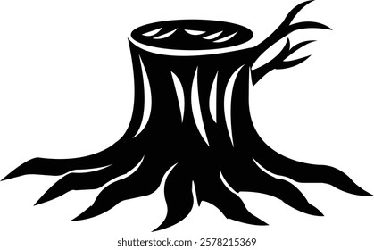 Tree stump icon.High quality black style icon,lumber industry material silhouette,cut trees structure textured.Tree Stump illustration sign collection. Wood symbol or logo,vector illustration.