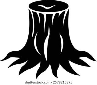 Tree stump icon.High quality black style icon,lumber industry material silhouette,cut trees structure textured.Tree Stump illustration sign collection. Wood symbol or logo,vector illustration.