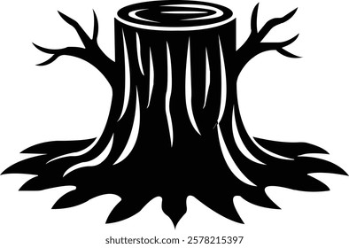 Tree stump icon.High quality black style icon,lumber industry material silhouette,cut trees structure textured.Tree Stump illustration sign collection. Wood symbol or logo,vector illustration.