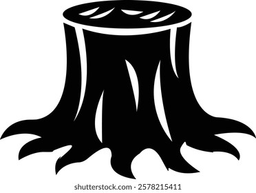 Tree stump icon.High quality black style icon,lumber industry material silhouette,cut trees structure textured.Tree Stump illustration sign collection. Wood symbol or logo,vector illustration.