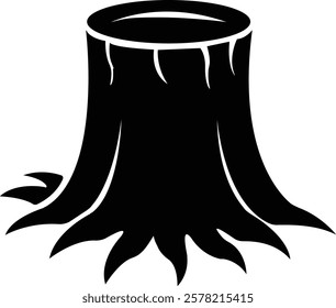 Tree stump icon.High quality black style icon,lumber industry material silhouette,cut trees structure textured.Tree Stump illustration sign collection. Wood symbol or logo,vector illustration.