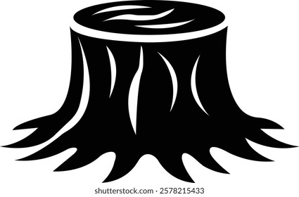 Tree stump icon.High quality black style icon,lumber industry material silhouette,cut trees structure textured.Tree Stump illustration sign collection. Wood symbol or logo,vector illustration.