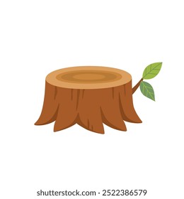 Tree stump isolated on white background.