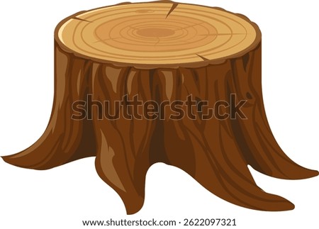 Tree stump isolated on a white background, highlighting prominent growth rings and showcasing textured bark, reflecting the natural beauty and age of the wood
