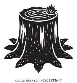 Tree stump with leaves and roots on white background tree stump tree stump