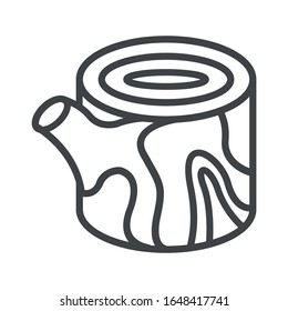 Tree stump line icon on white background