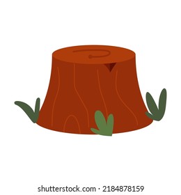 Trayectoria de árbol con un pequeño pasto alrededor del vector diseño de icono de ilustración plana
