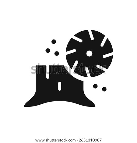 Tree stump removal service logo. Stump grinding solid vector icon.