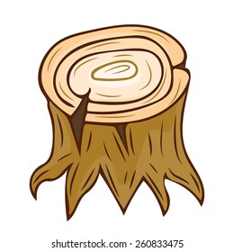 tree stump with roots isolated on white background