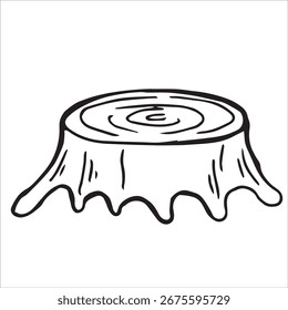 tocón de árbol en estilo doodle simple. Ilustración vectorial

