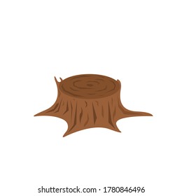 Tree Stump. Vector Illustration Of A Cartoon Big Wooden Stump Isolated On White