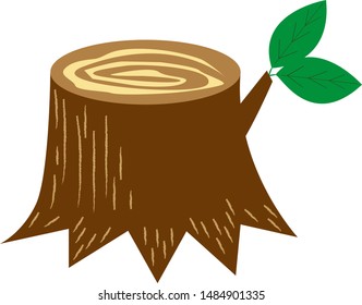 Tree stump vector illustration.icon.Flowers, leaves