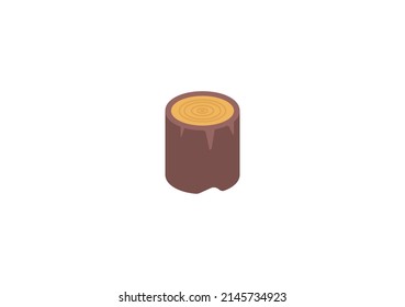 Tree Stump Vector Isolated Emoticon. Stump Icon