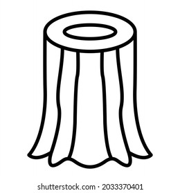 Tree stump Vector Outline Icon Isolated On White Background
