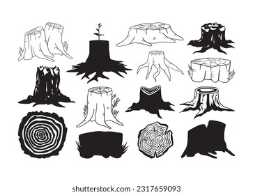 Tree Stump Vector For Print, Tree Stump Clipart, Tree Stump vector Illustration