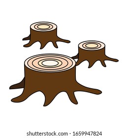 tree stumps showing deforestation on white background vector illustration design