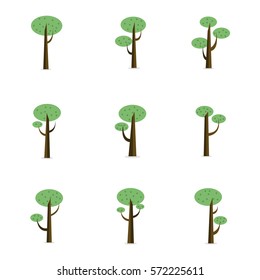 Tree style collection of vector flat collection stock