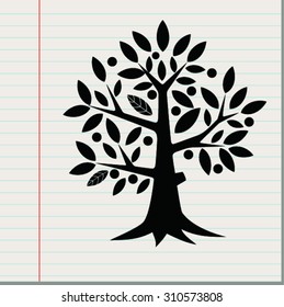 tree style with leaf , vector illustration