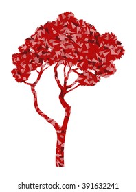 Tree stylized autumn eco symbol concept made of fragments