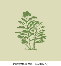 Tree stylized. Hand drawn silhouette vector illustration.