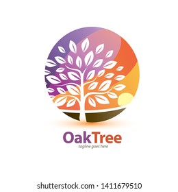 tree stylized symbol, logo or emblem template, eco end environment concept