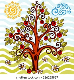 tree in the summer. Vector illustration