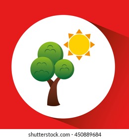 tree in a sun, green concept, vector illustration